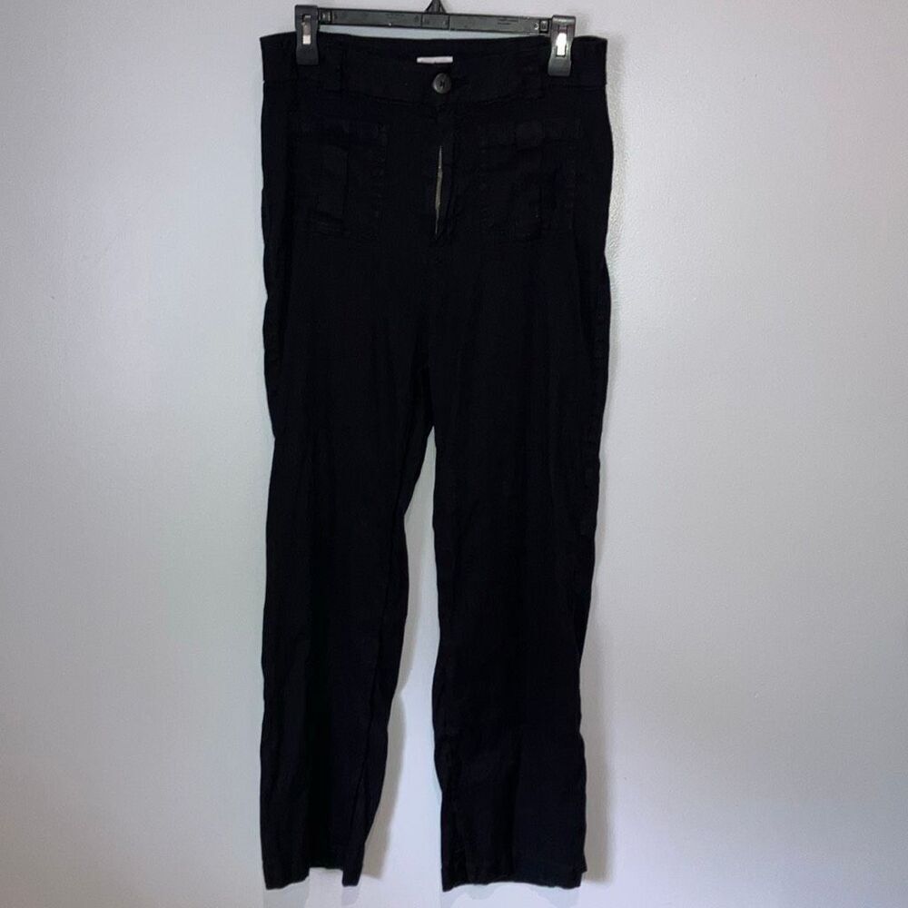 Nicole Miller Black Bootcut Pants Linen Blend Size 10 Lagenlook #200